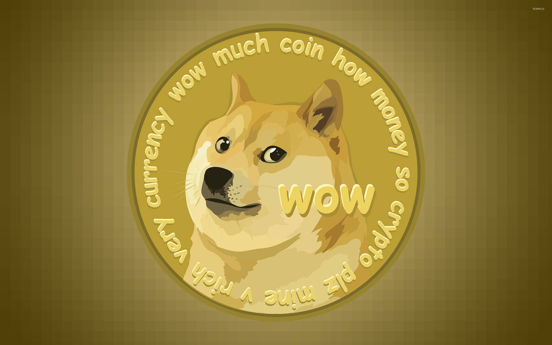Gold coin Doge meme wallpaper