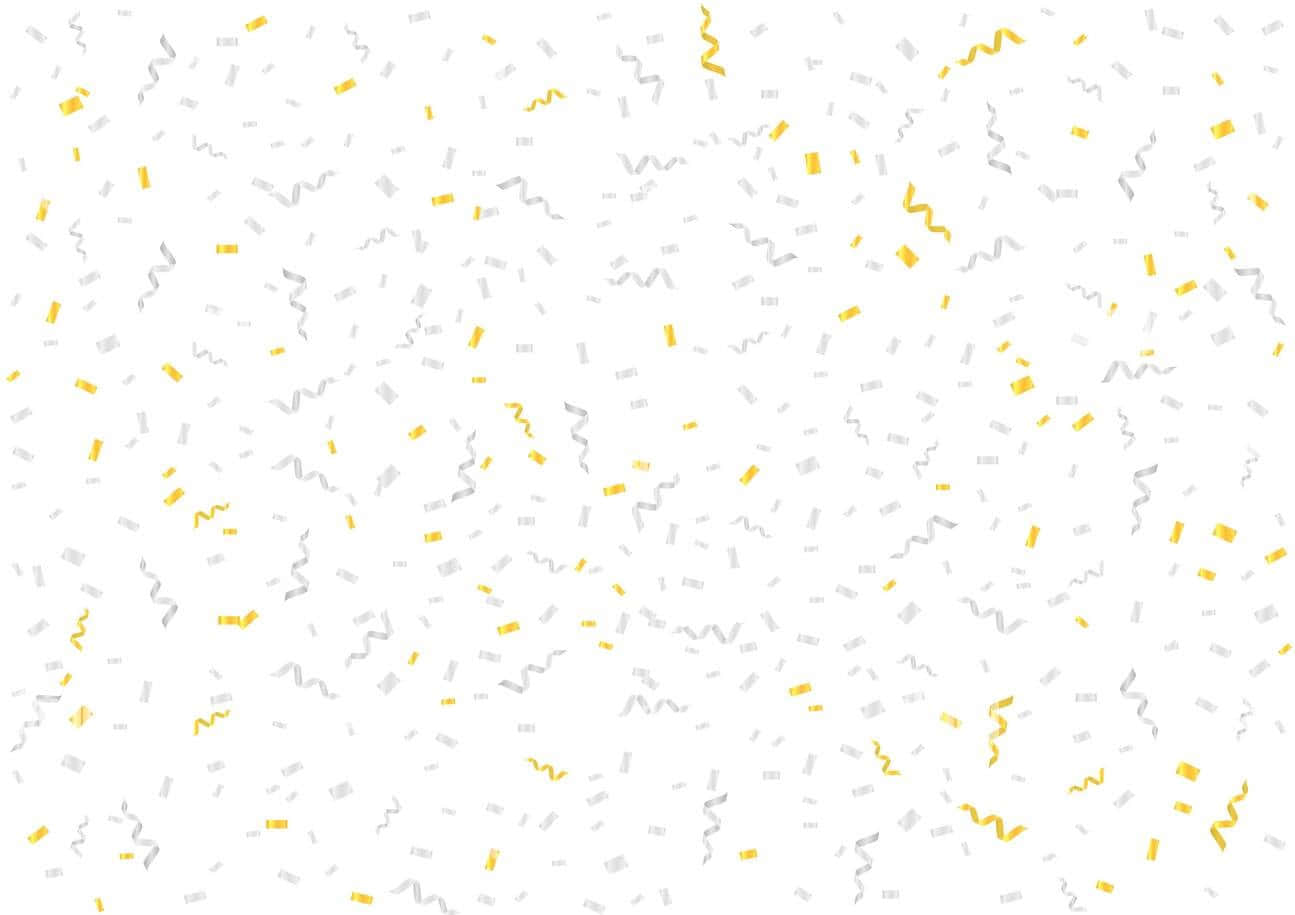 Colorful gold confetti against a sparkly backdrop