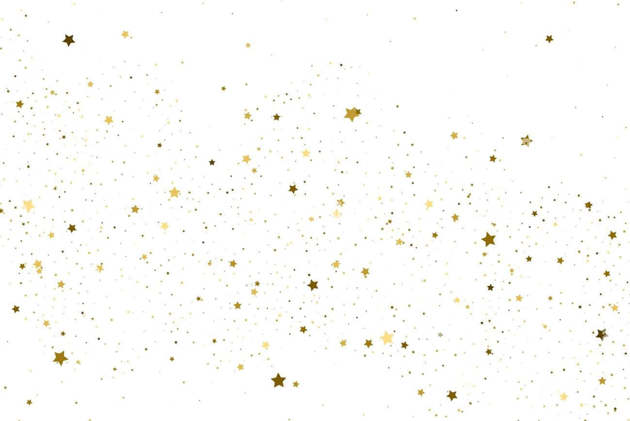 gold confetti white background