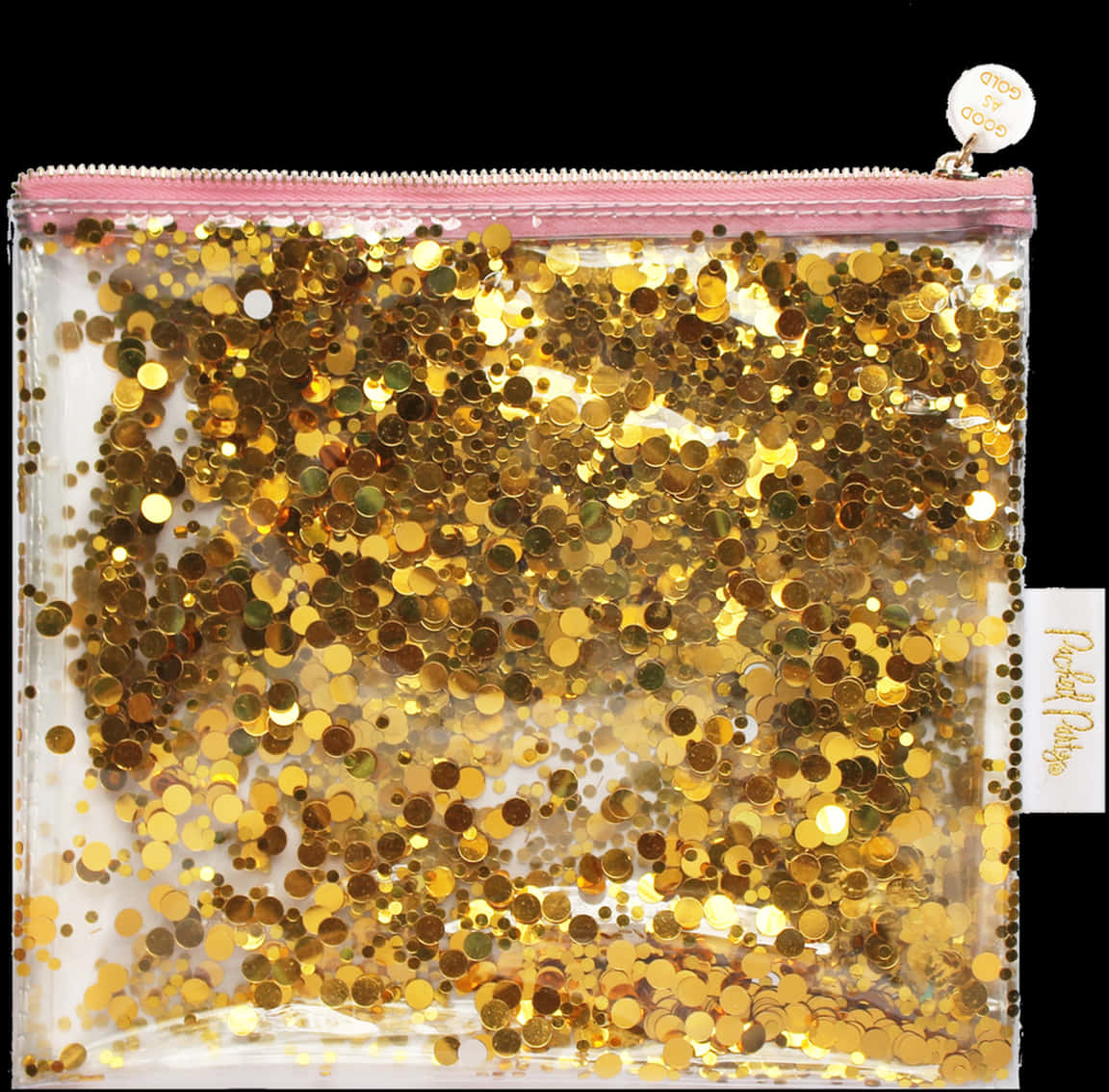 Gold Confetti Cosmetic Bag PNG