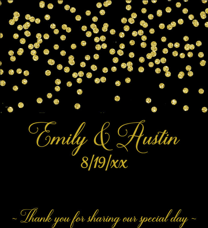 Gold Confetti Thank You Card Emily Austin PNG
