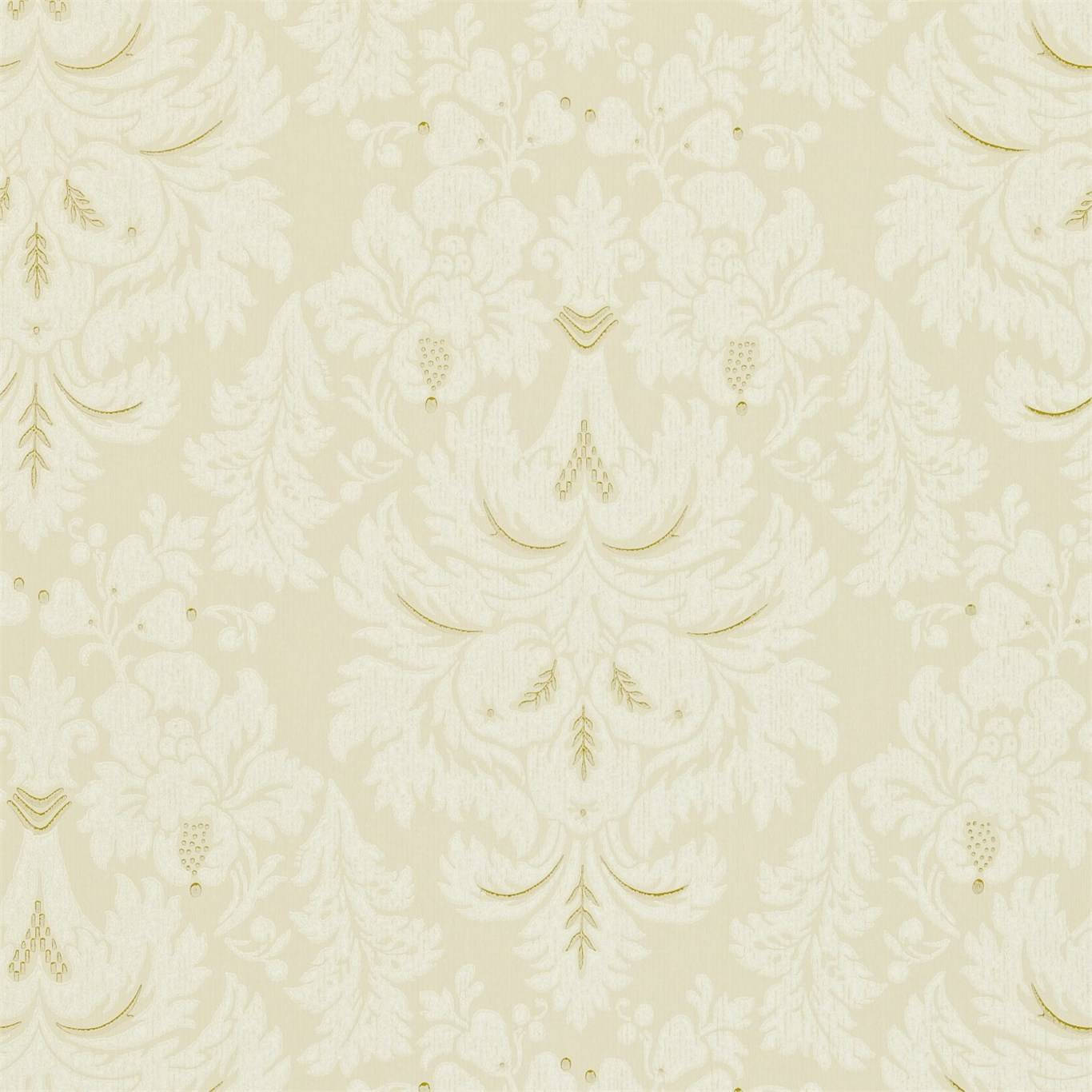 Gold Cream Floral Art Wallpaper