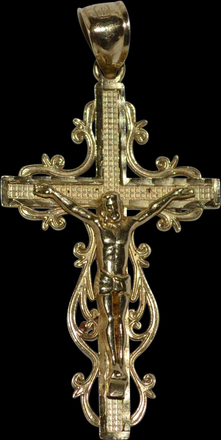 Gold Crucifix Pendantwith Jesus PNG