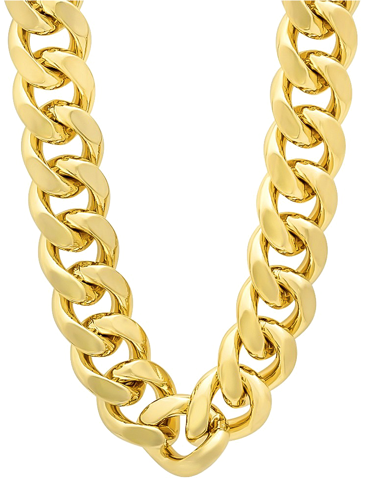 Gold Diamond Cuban Link Chain PNG