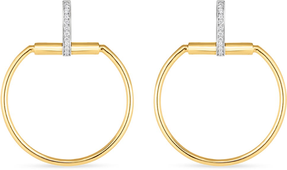 Gold Diamond Hoop Earrings PNG