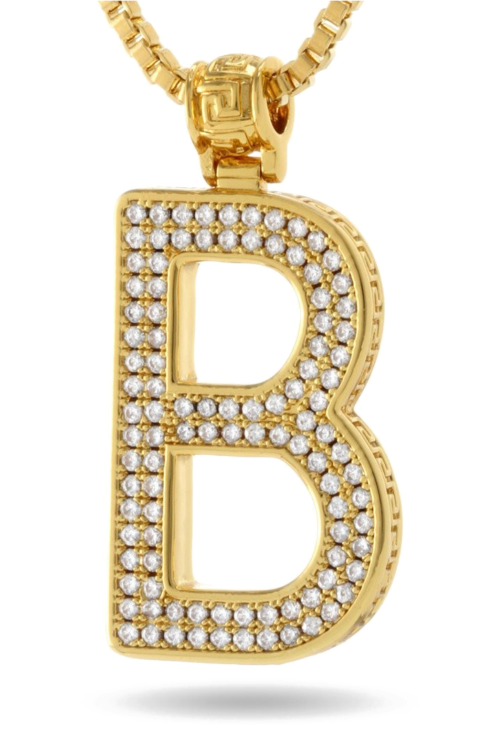 Gold Diamond Letter B Pendant PNG