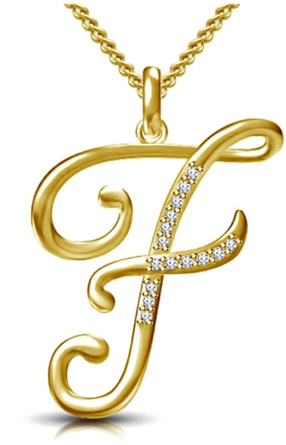 Gold Diamond Letter F Pendant PNG