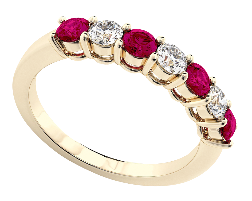 Gold Diamond Ruby Eternity Ring PNG