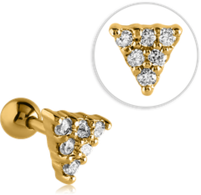 Gold Diamond Triangle Stud Earring PNG