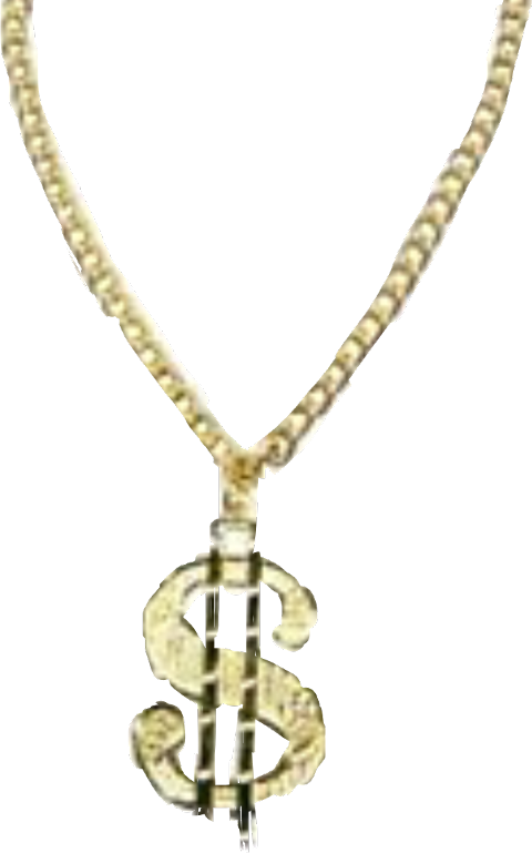 Gold Dollar Sign Pendant Necklace PNG
