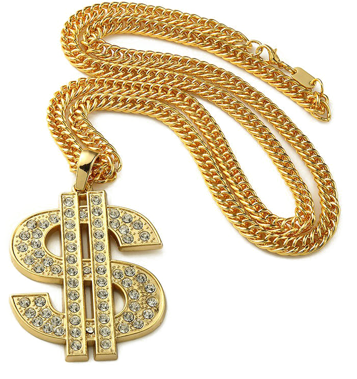 Gold Dollar Sign Thug Life Chain.png PNG