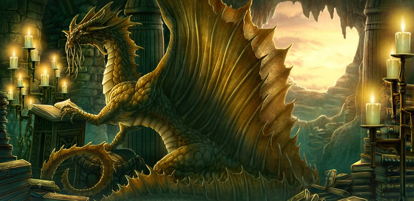 Gold Dragon Book Wallpaper