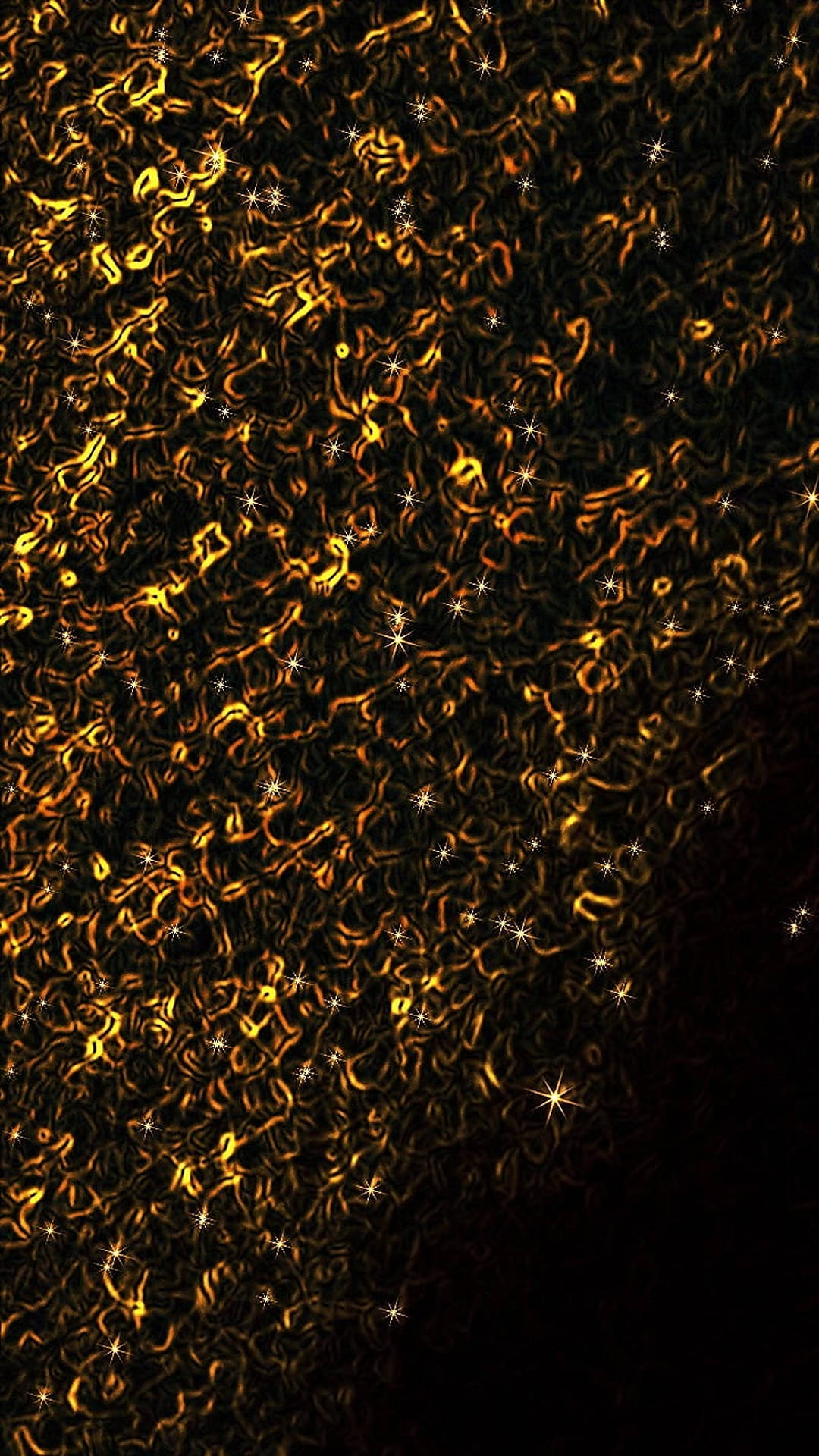 Guldstøv Partikler Suspenderet på en midnat blå baggrund Wallpaper