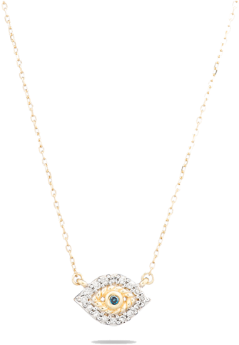 Gold Evil Eye Pendant Necklace PNG