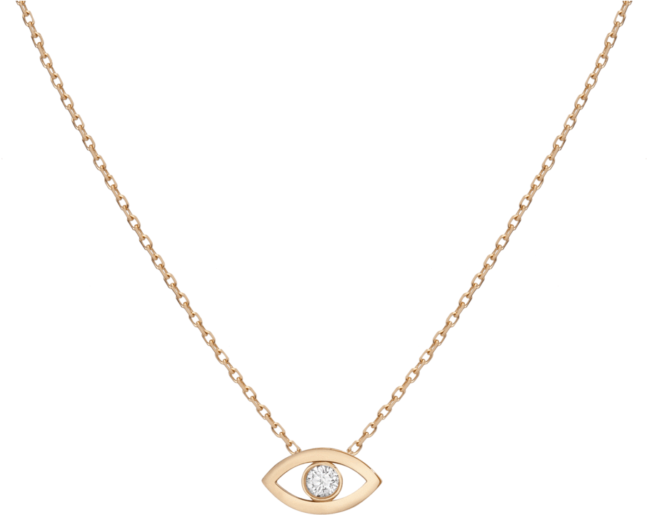 Gold Evil Eye Pendant Necklace PNG