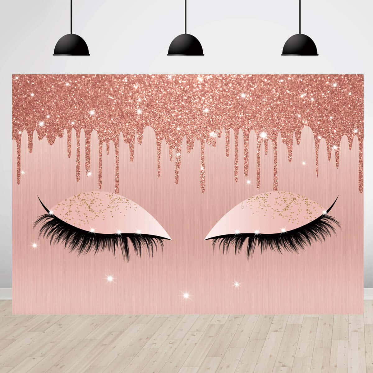 A Pink Glitter Eyelashes Backdrop With Glitter Dripping Down Wallpaper