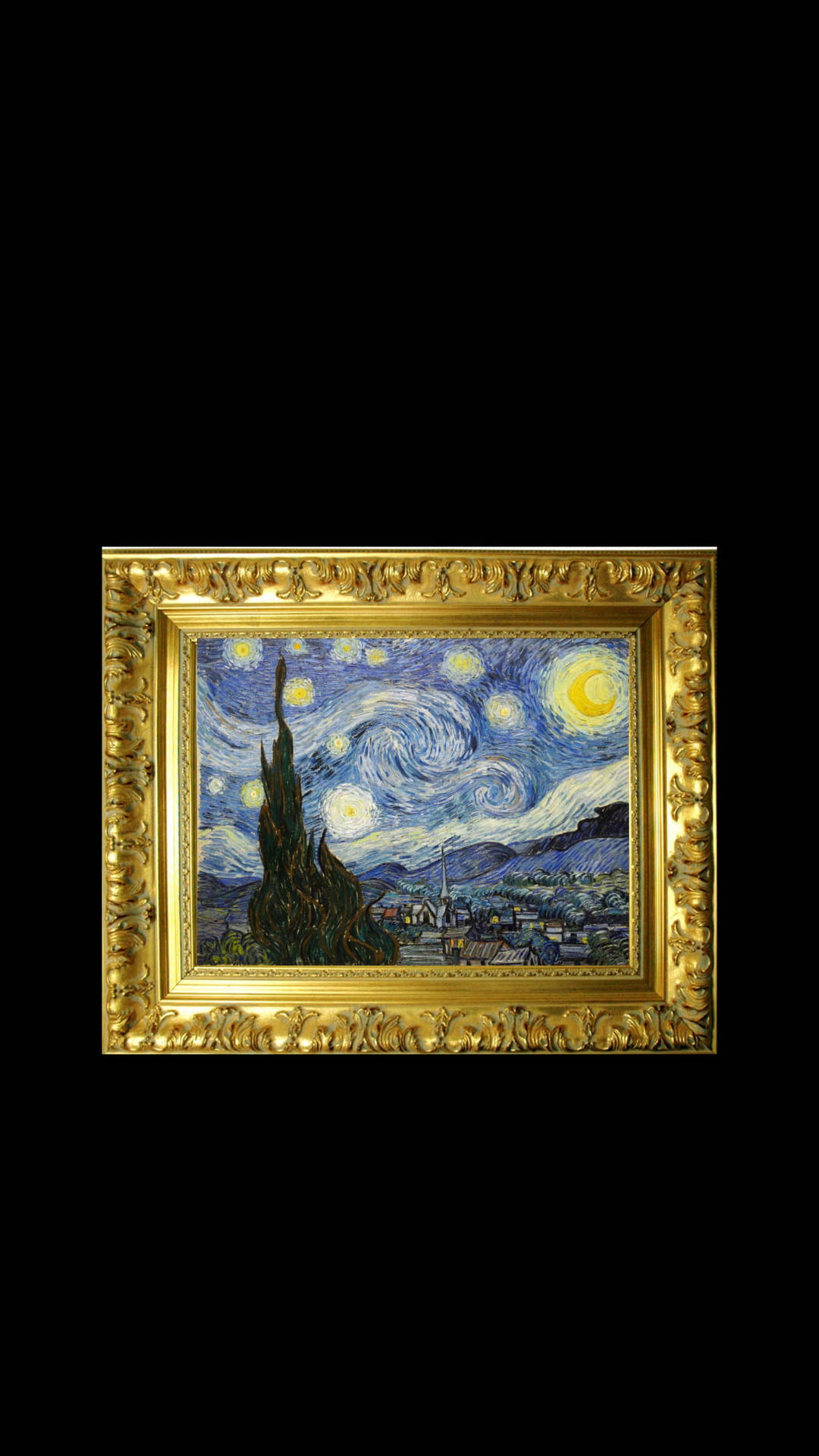 Gold Floral Frame Van Gogh Starry Night Wallpaper