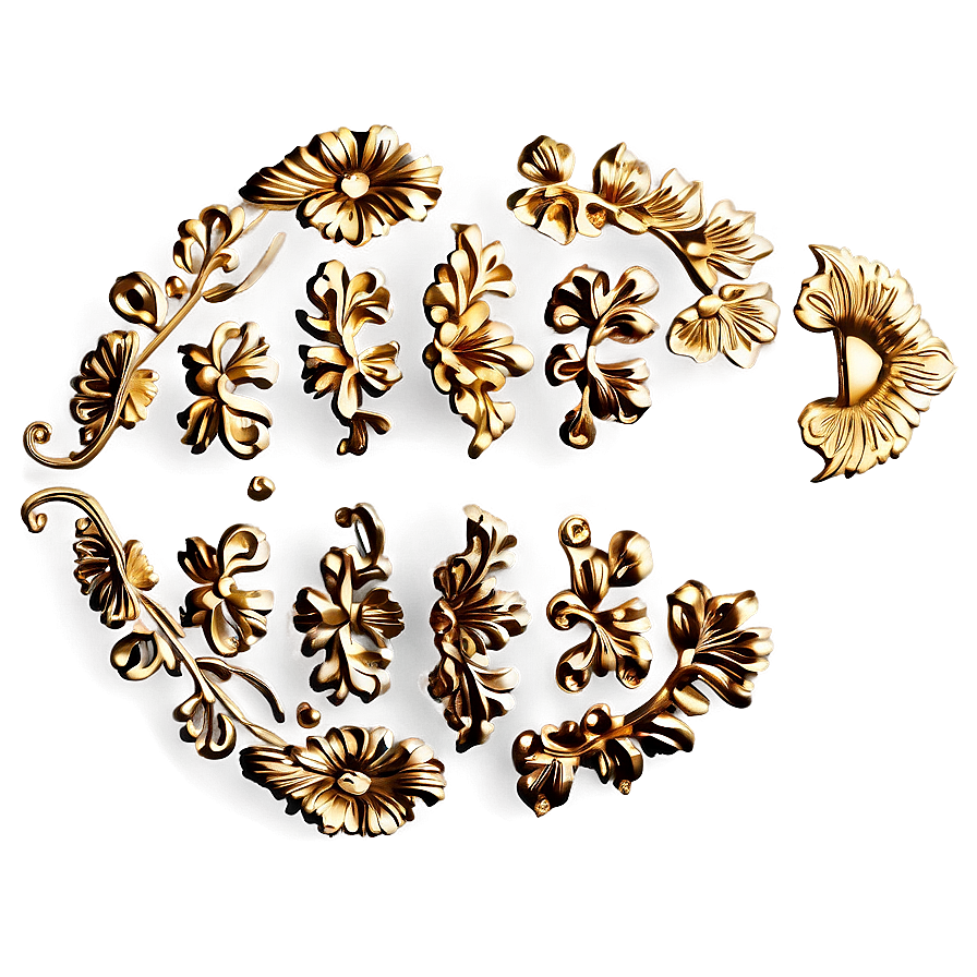 Gold Floral Motifs Png 06262024 PNG