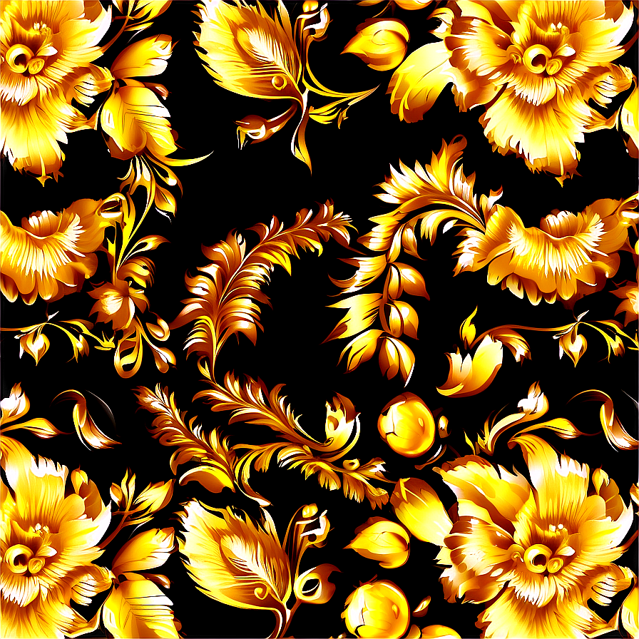 Gold Floral Pattern Png Knd61 PNG