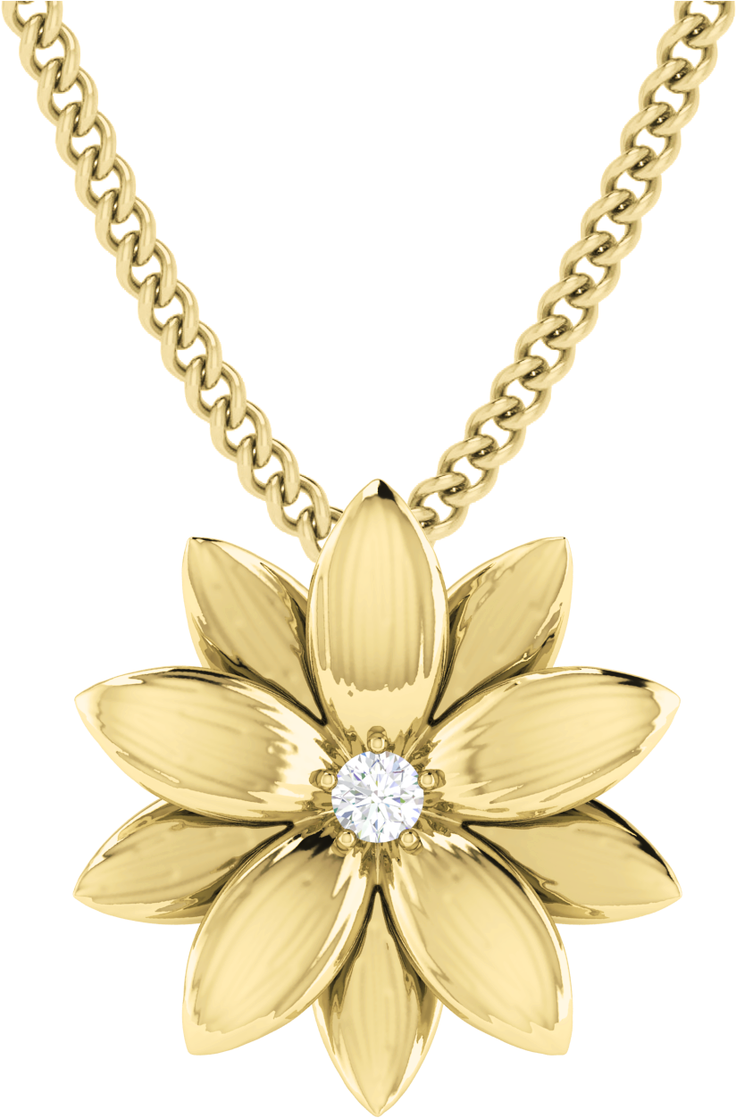 Gold Flower Pendant Necklace PNG