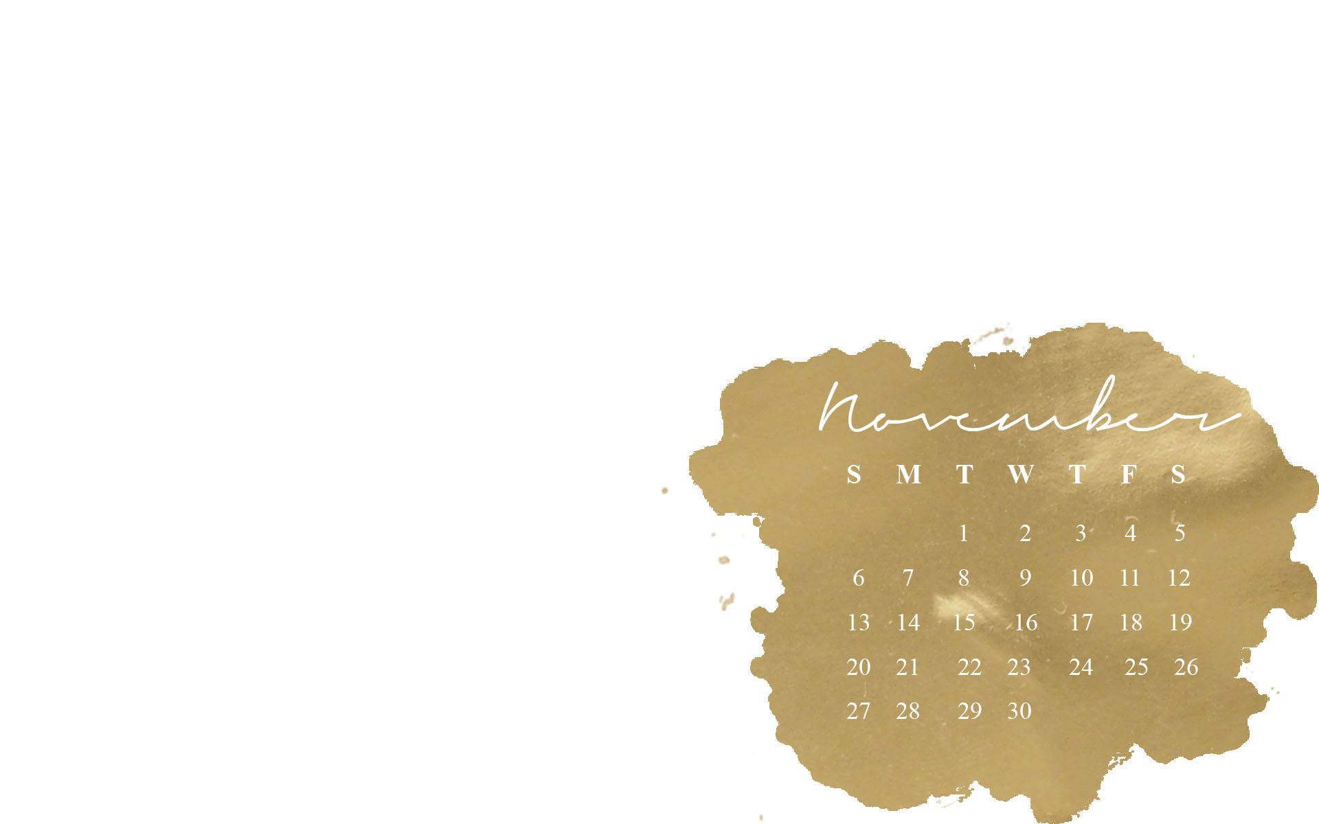 Gold Foil November Calendar