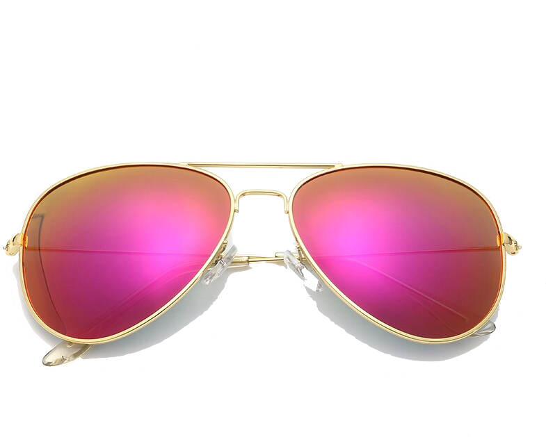 Gold Frame Pink Lens Aviator Sunglasses PNG