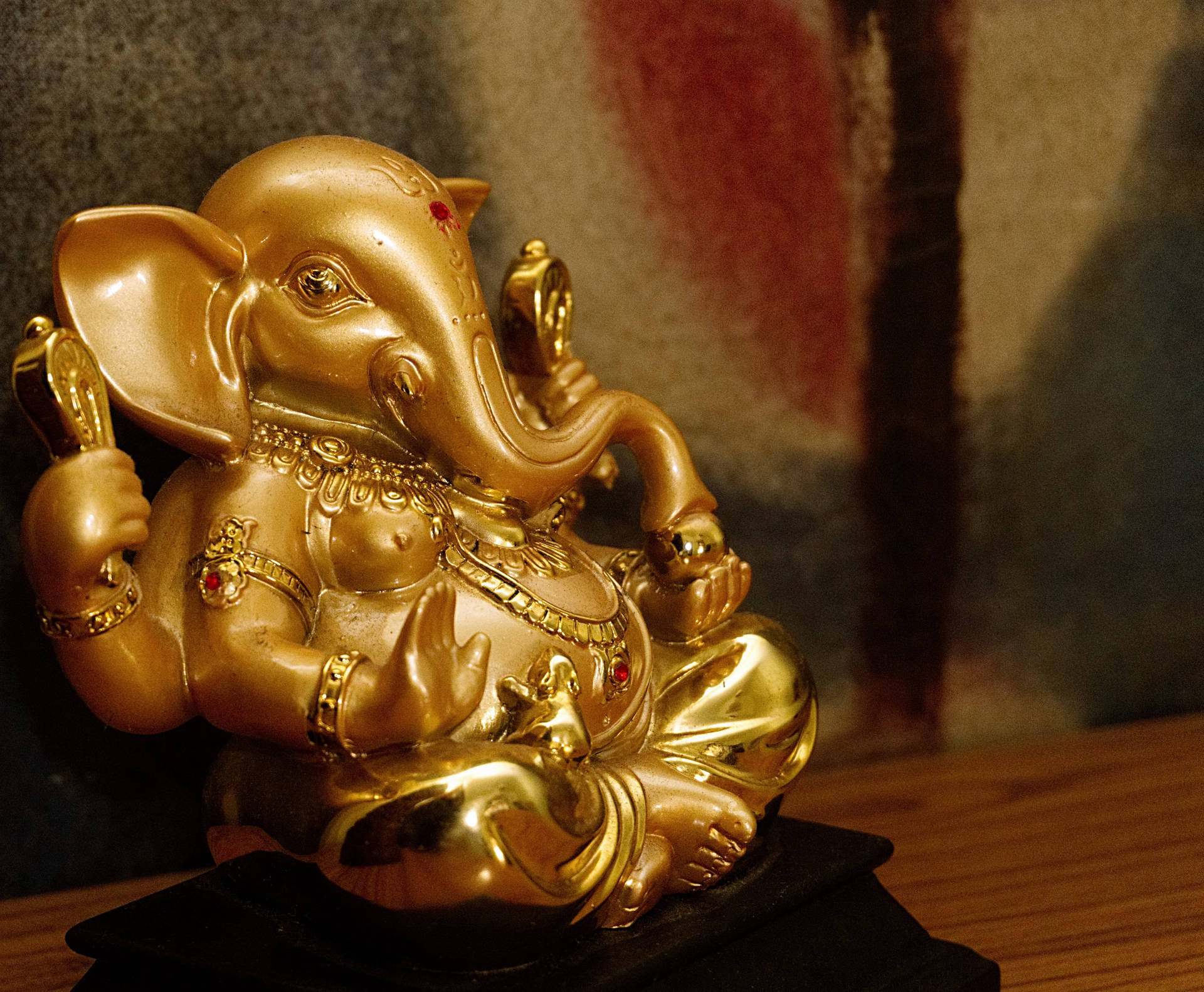 Gold Ganesh Full Hd Figurine Wallpaper