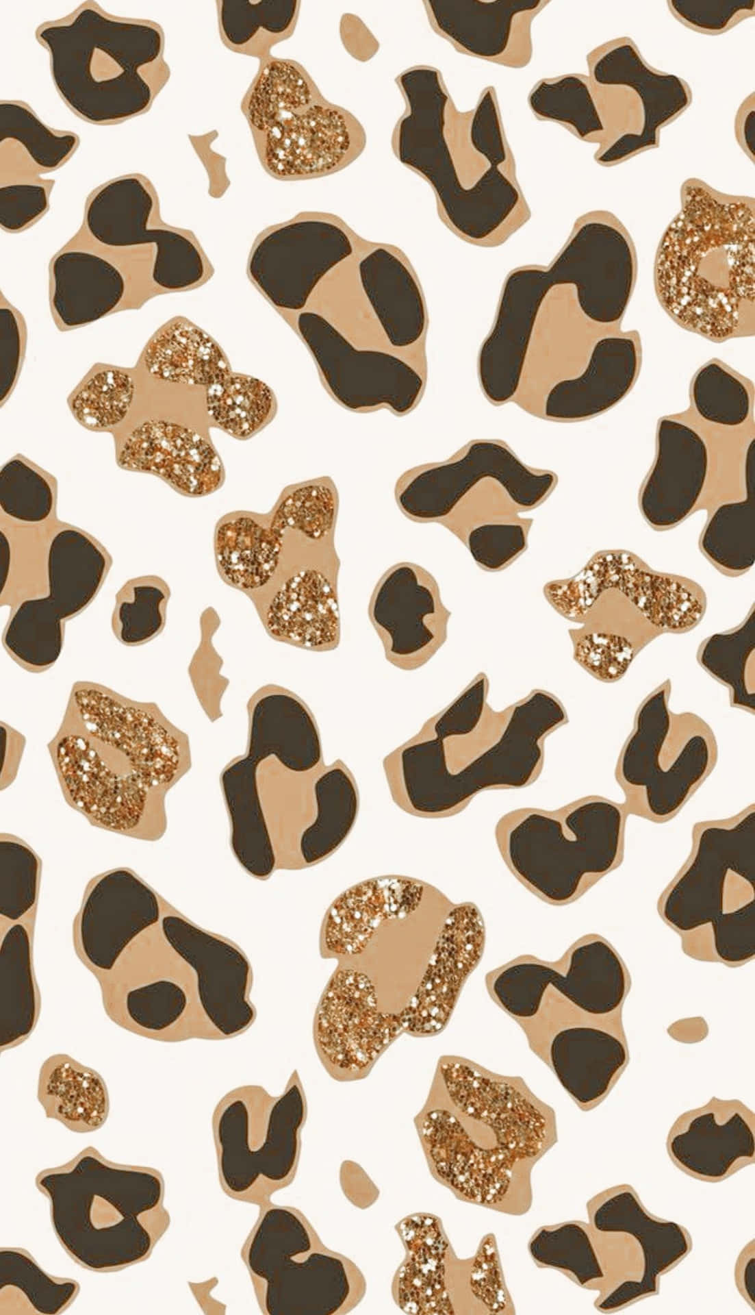 Gold Glitter Aesthetic Cute Cheetah Print Wallpaper