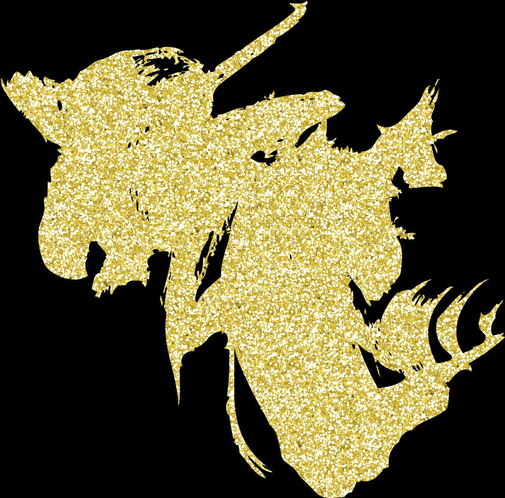 Gold Glitter Bull Silhouette PNG