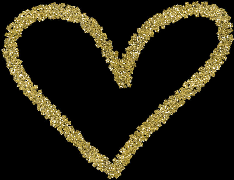 Gold Glitter Heart Outline PNG