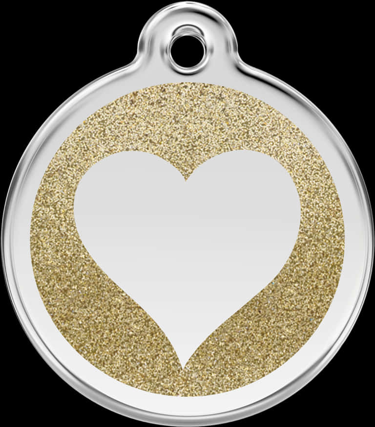 Gold Glitter Heart Pendant PNG