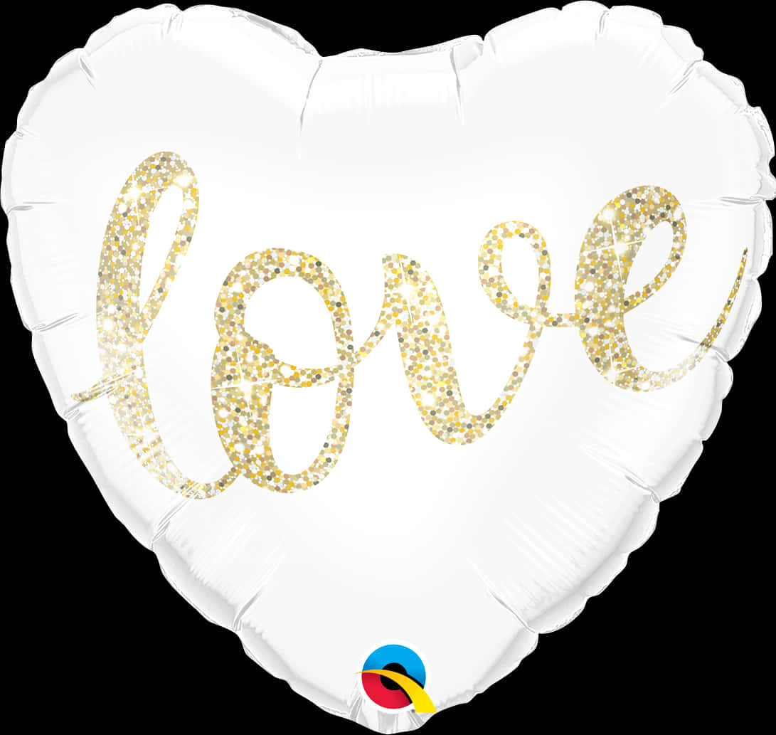 Gold Glitter Love Heart Balloon PNG