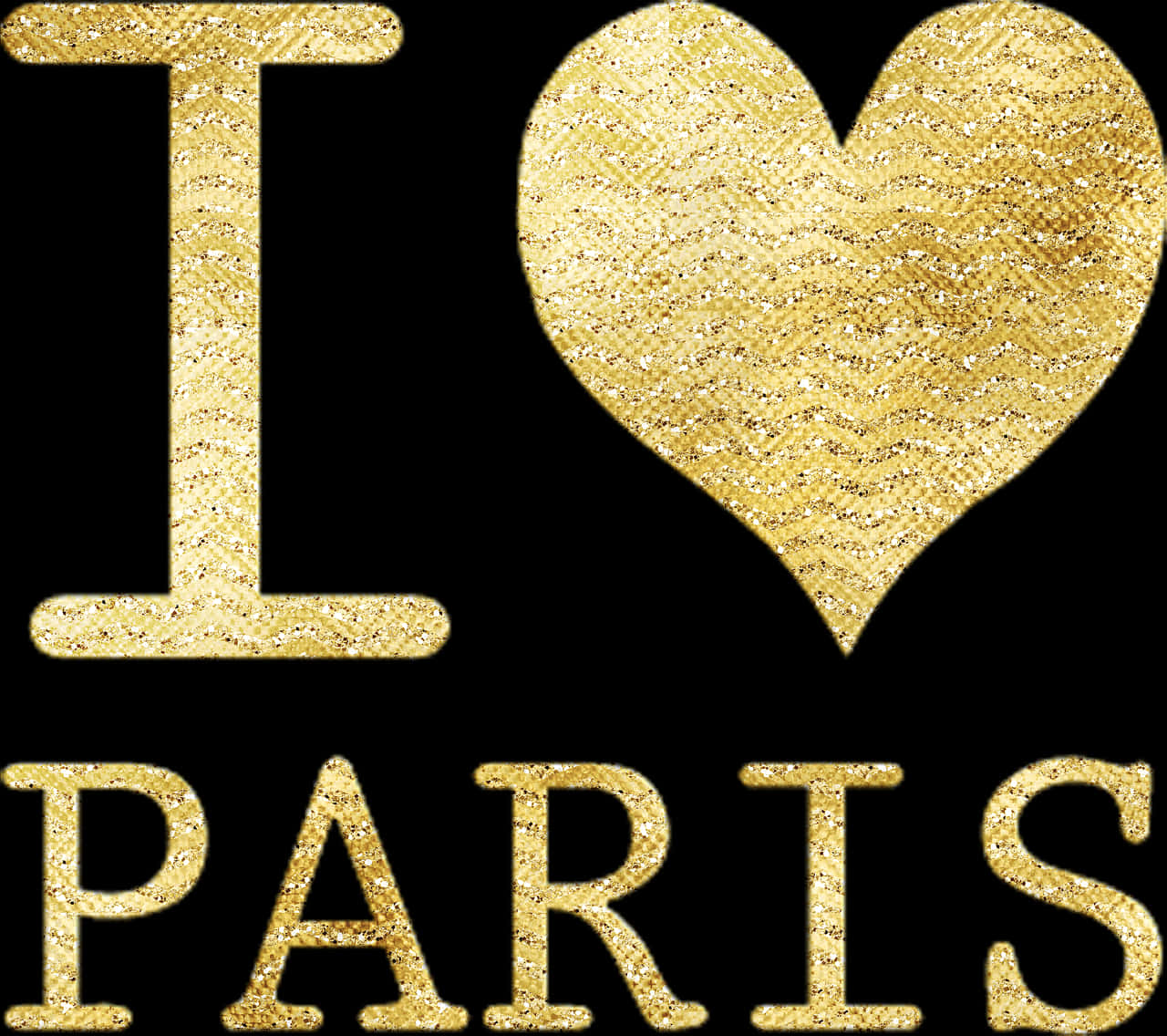 Gold Glitter Love Paris PNG
