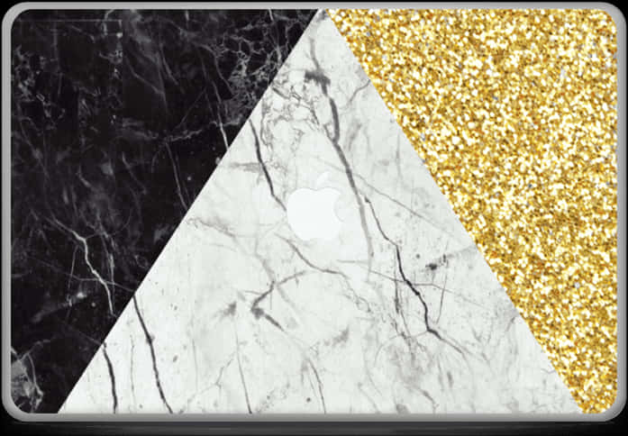 Gold Glitter Marble Laptop Cover PNG