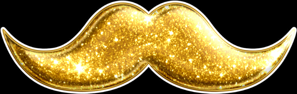 Gold Glitter Mustache Graphic PNG