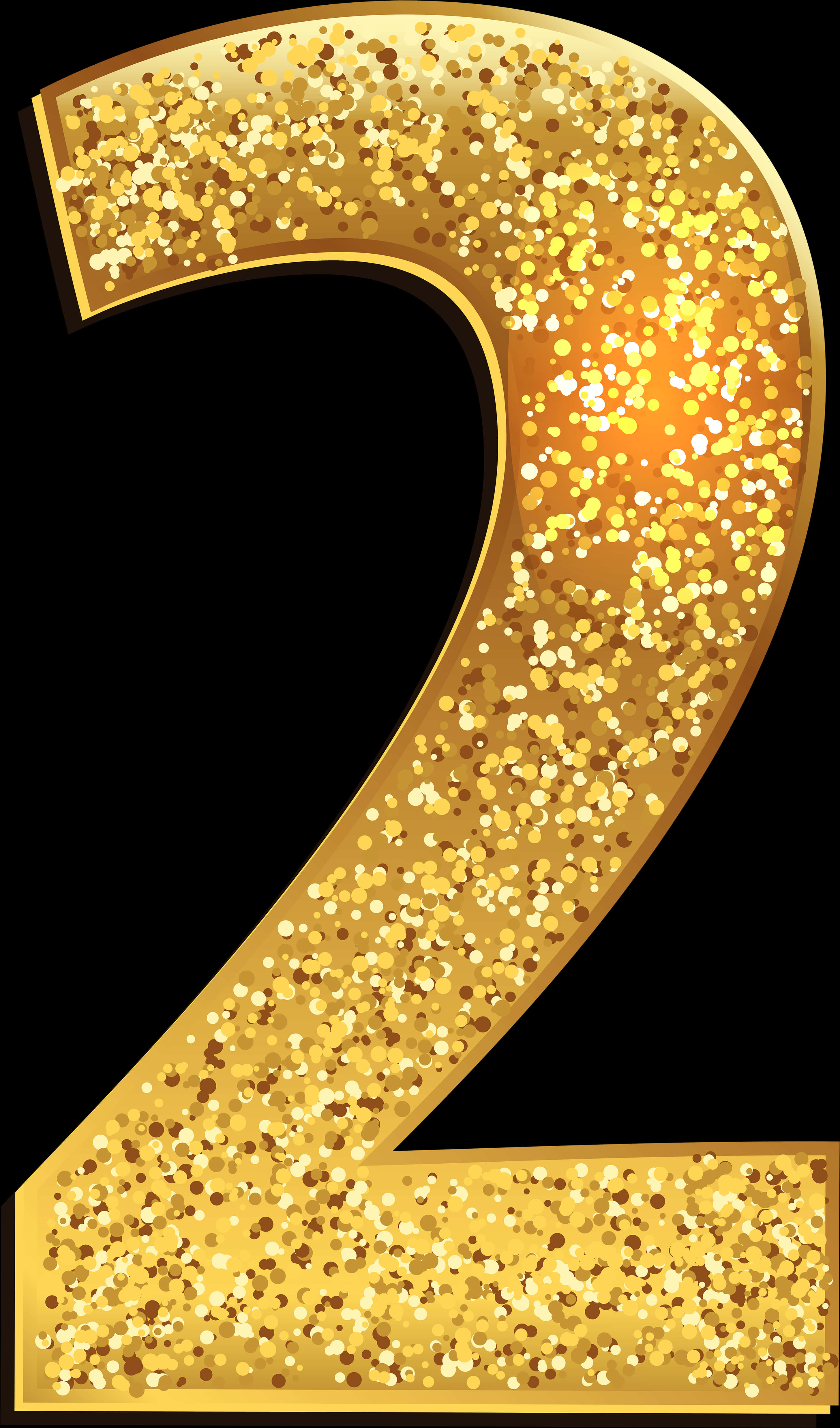 Gold Glitter Number Two PNG