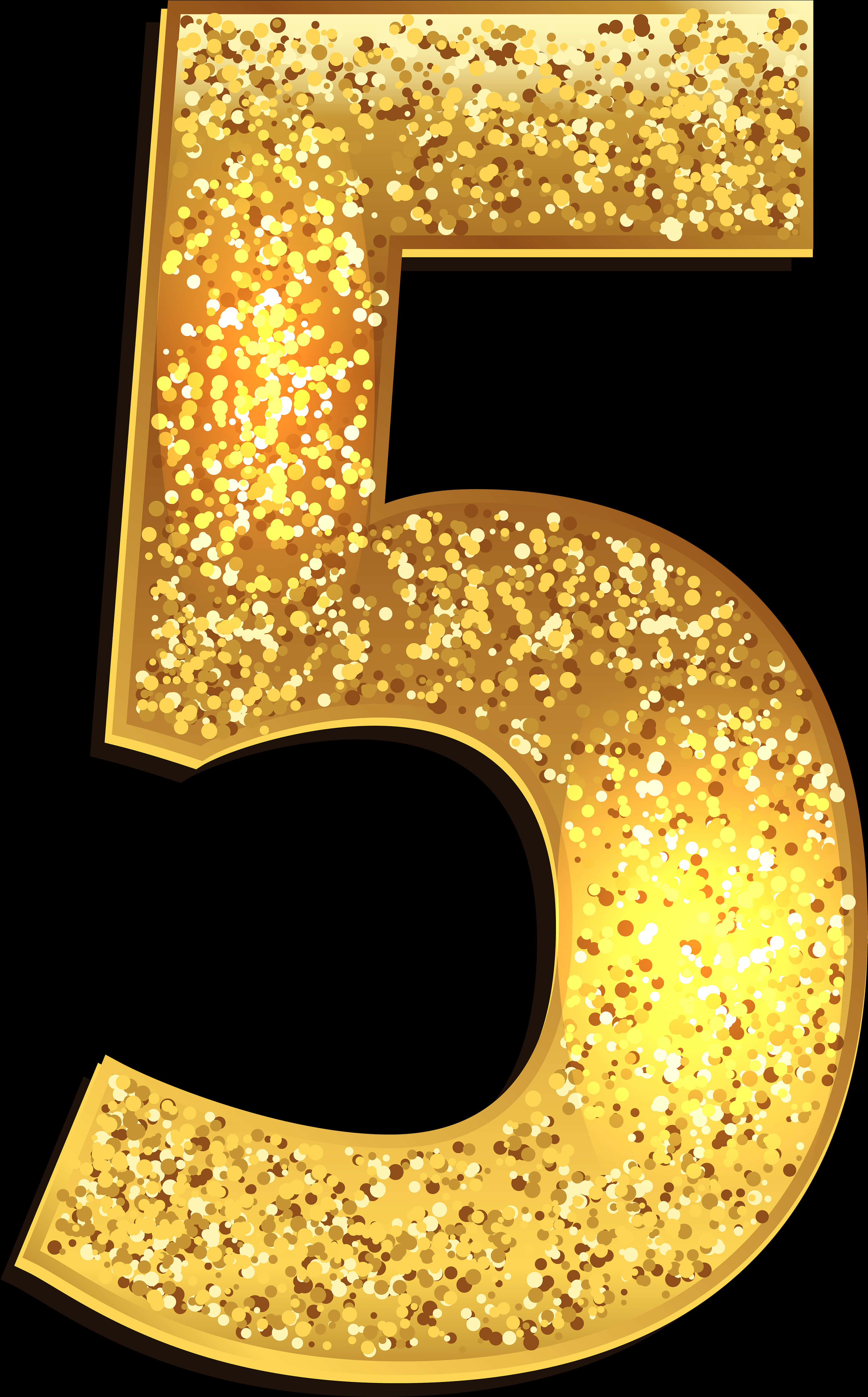 Gold Glitter Number5 PNG
