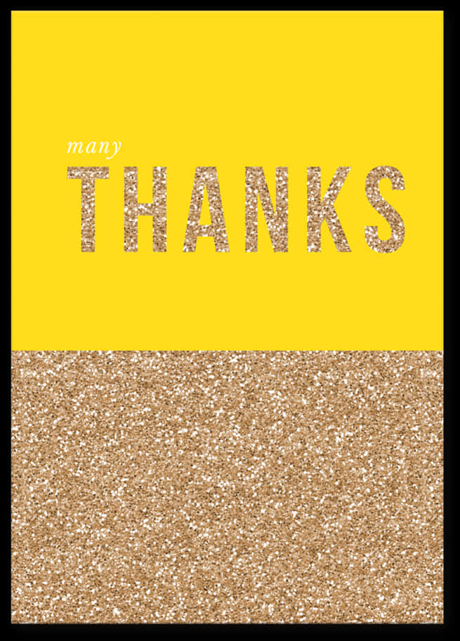 Gold Glitter Thanks Card PNG