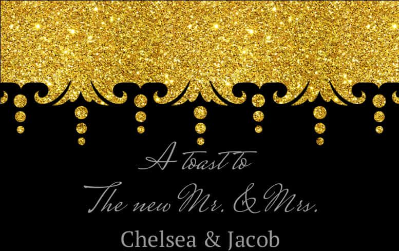 Gold Glitter Wedding Celebration Banner PNG