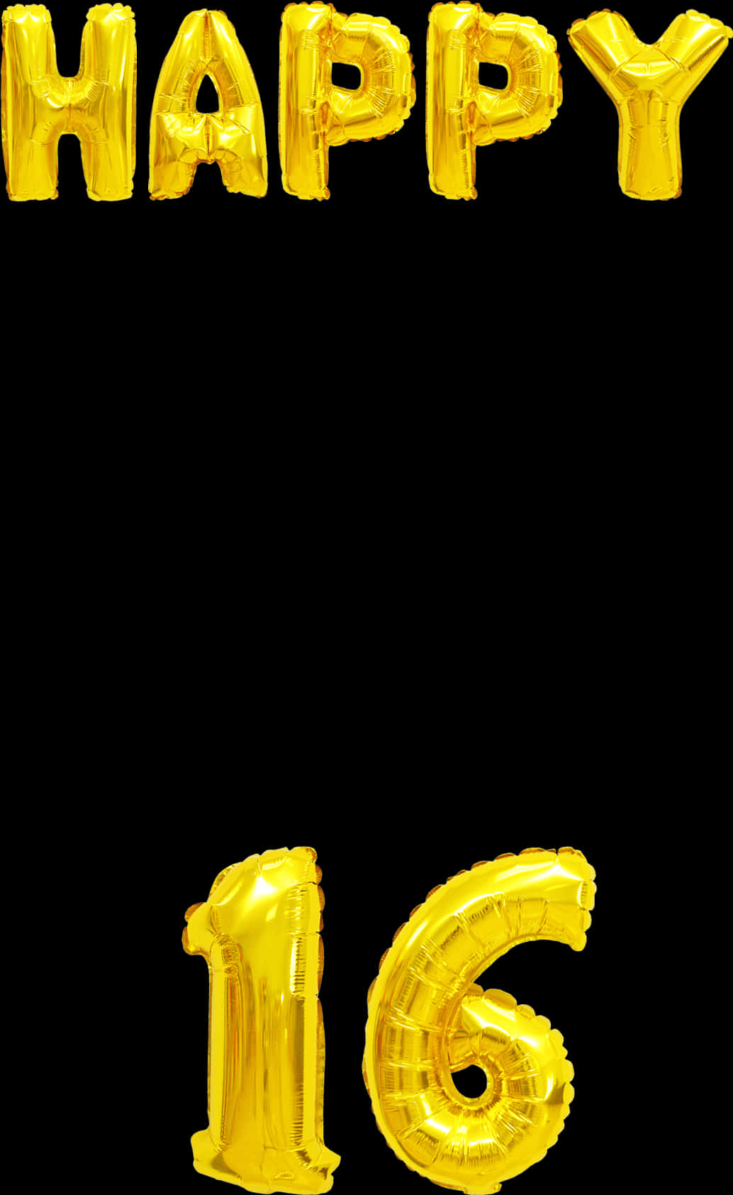 Gold Happy16 Balloons PNG