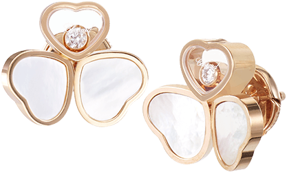 Gold Heart Motherof Pearl Earrings PNG