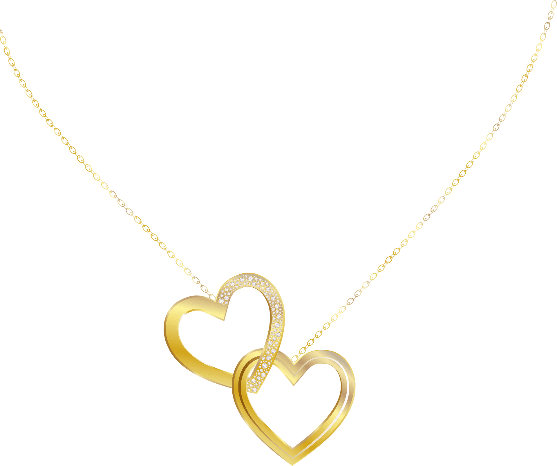 Gold Heart Pendant Necklace PNG