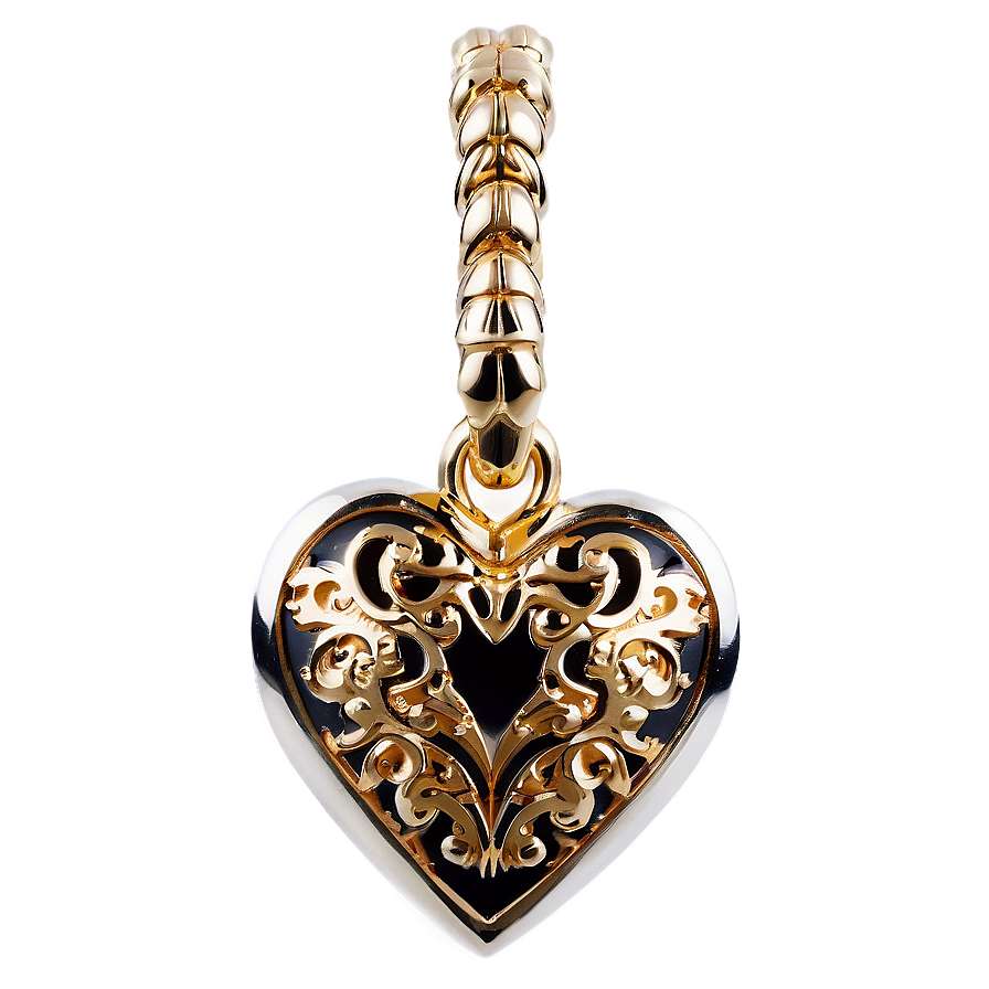 Gold Heart Pendant Png 05032024 PNG