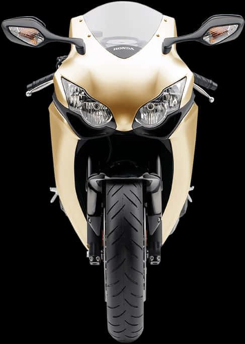 Gold Honda Sportbike Front View PNG
