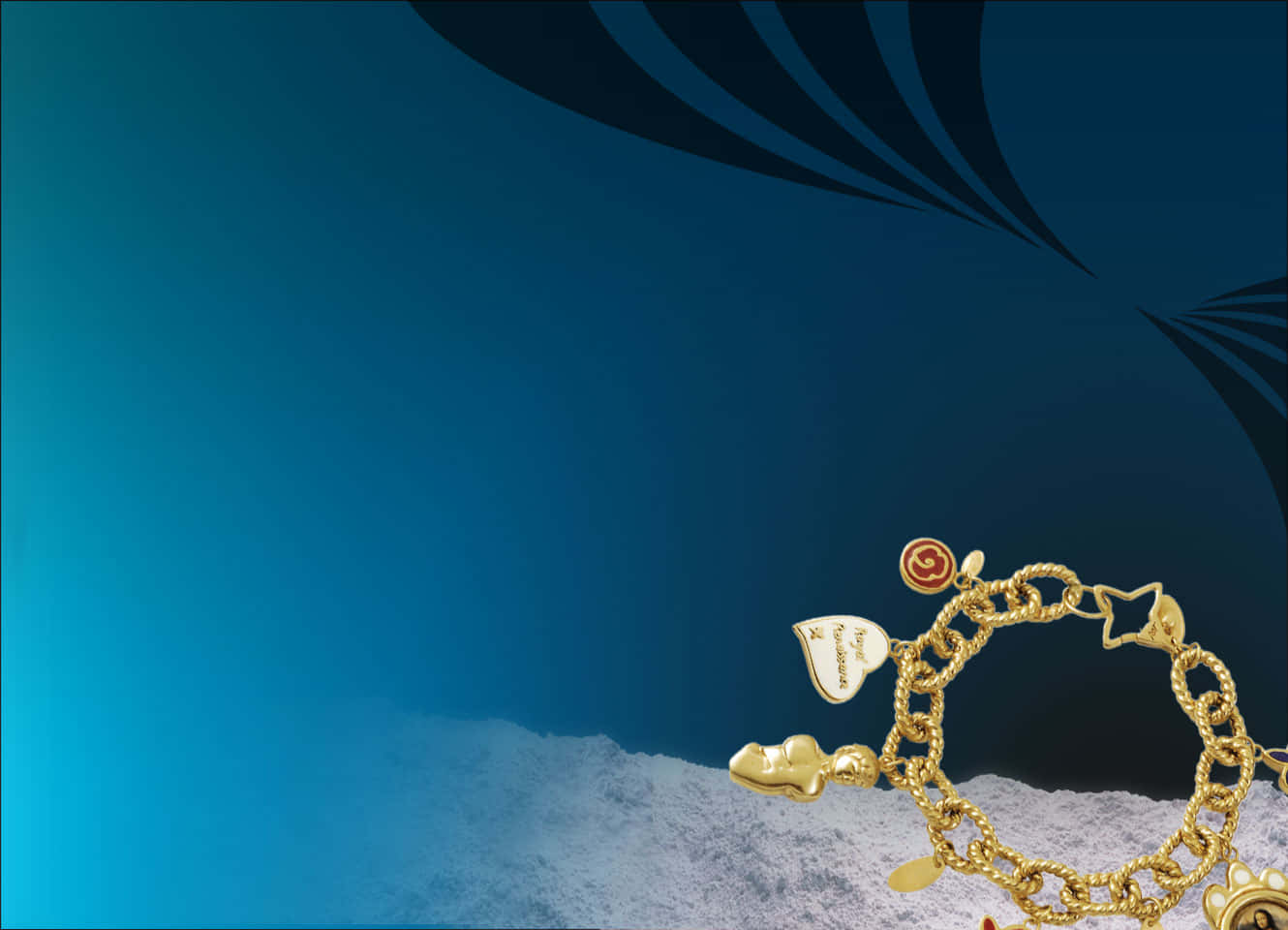 A Gold Bracelet With A Blue Background