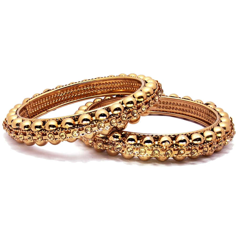 Two Gold Plated Bangles With Diamonds