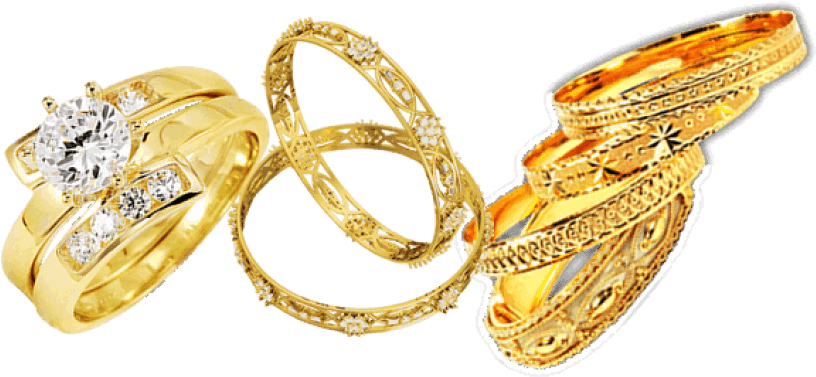 Gold Jewelry Collection Diamond Ring Bangles PNG