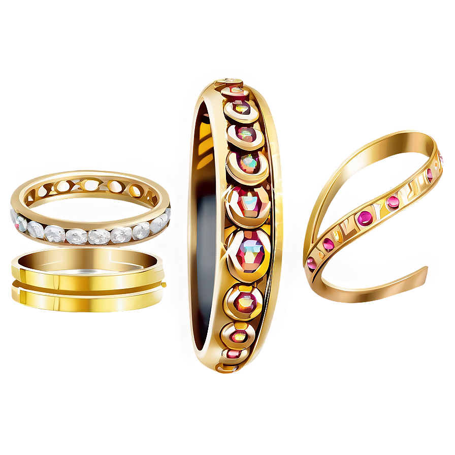 Gold Jewelry Collection Png 05032024 PNG