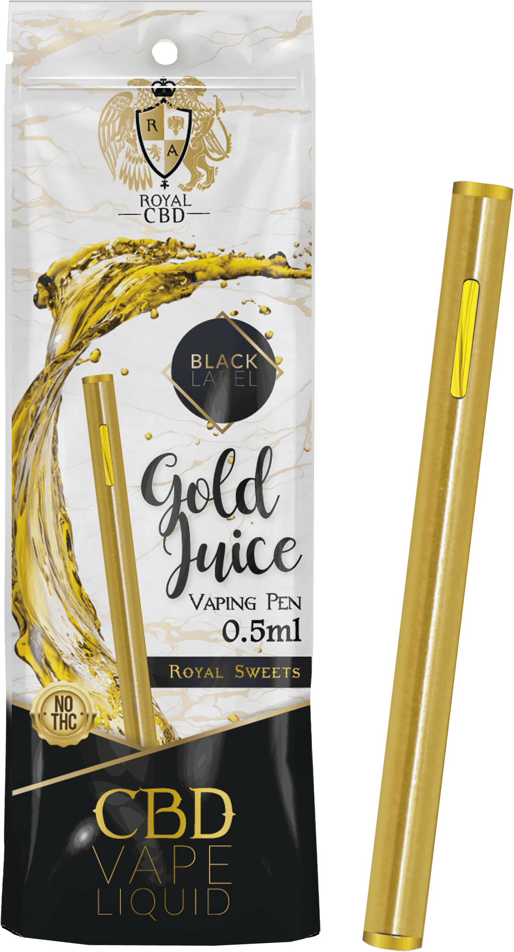 Gold Juice C B D Vaping Pen Packaging PNG