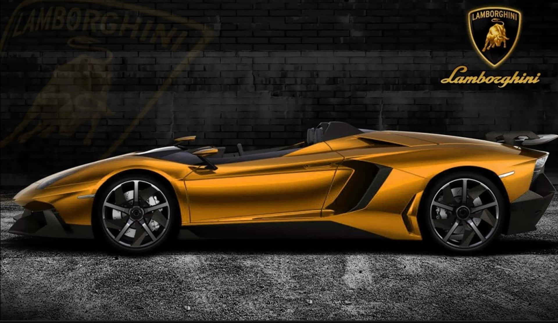 Tag selv på rattet af luksus med en guld Lamborghini skrivebordsbaggrund. Wallpaper
